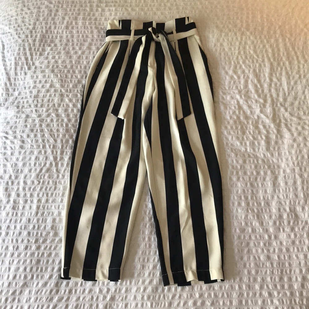 Black and white high waisted pants